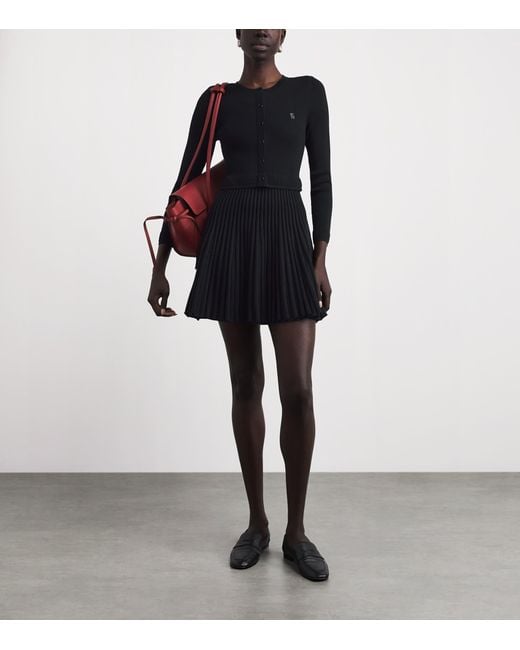 Sandro Black Pleated Knit Mini Dress