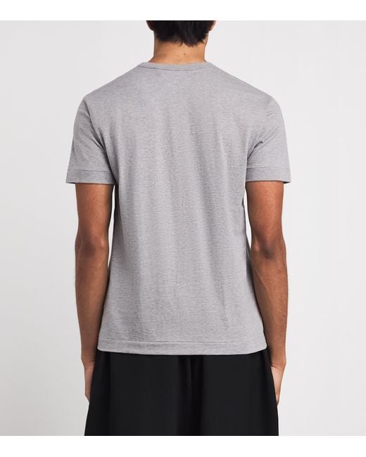 COMME DES GARÇONS PLAY Gray Embroidered Double-Heart T-Shirt for men