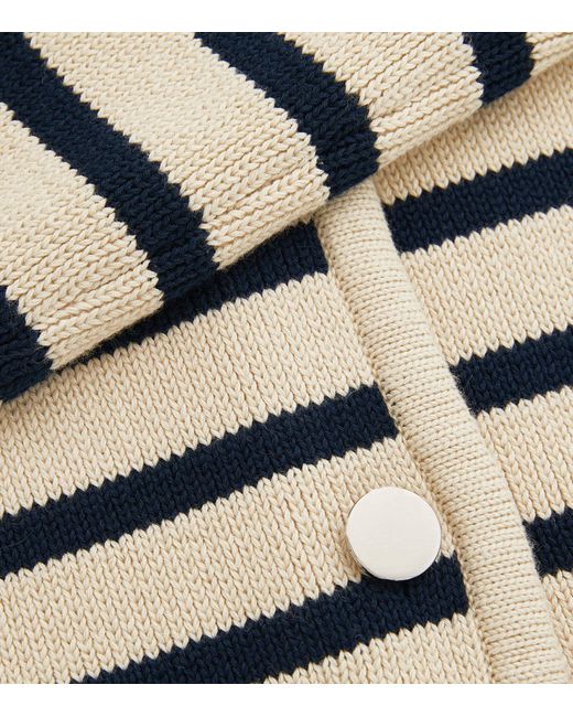 Theory White Cotton Striped Cardigan