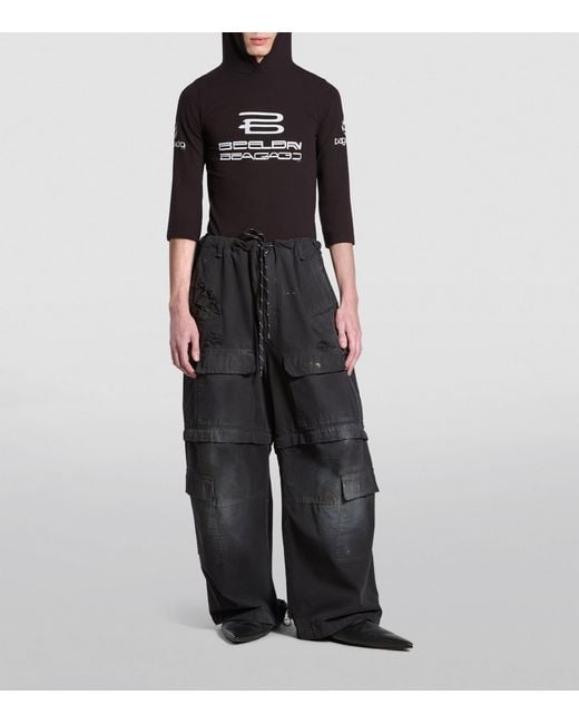 Balenciaga Black Distressed Cargo Trousers for men