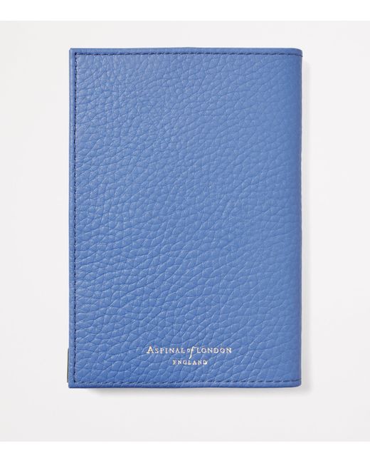 Aspinal Blue Leather Passport Cover for men
