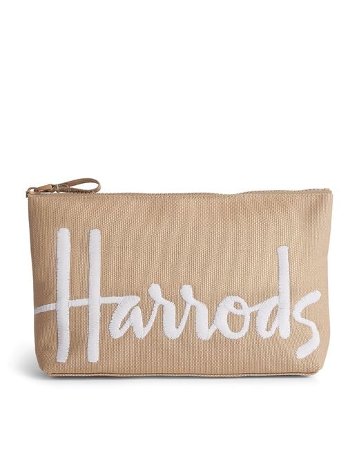 Harrods Natural Small Cotton Logo Cosmetic Bag