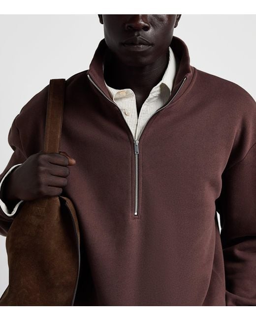 Studio Nicholson Brown Cotton Half-Zip Sweatshirt for men