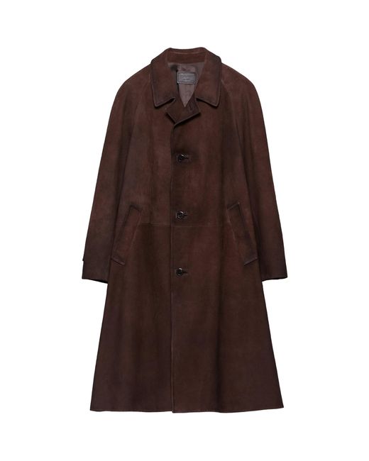 Prada Brown Suede Trench Coat for men