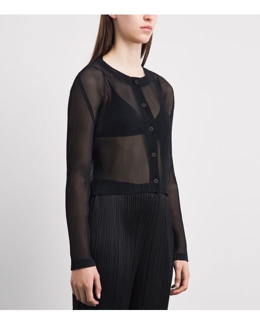 Pleats Please Issey Miyake Black Tatami Cardigan