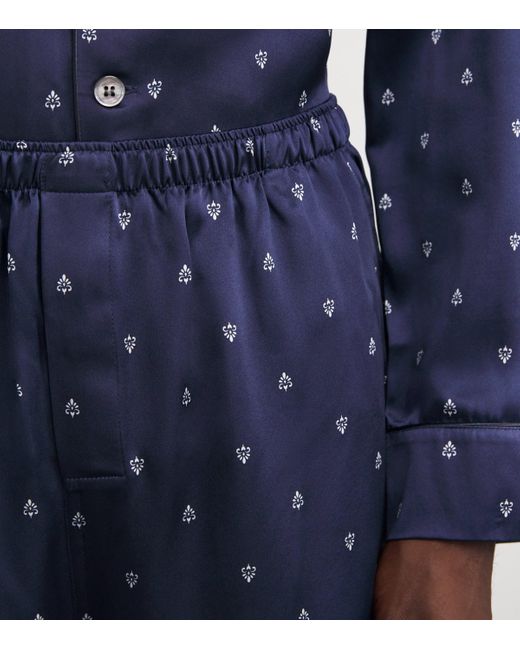 Derek Rose Blue Cotton Nelson Pyjama Set for men