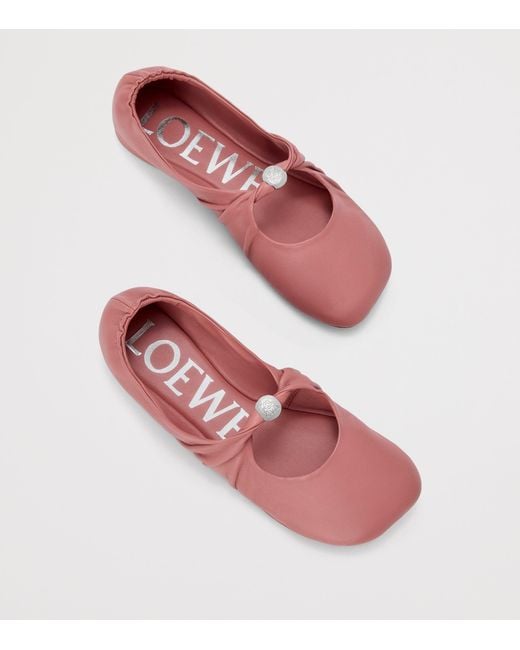 Loewe Red Leather Pebble Soft Ballet Flats