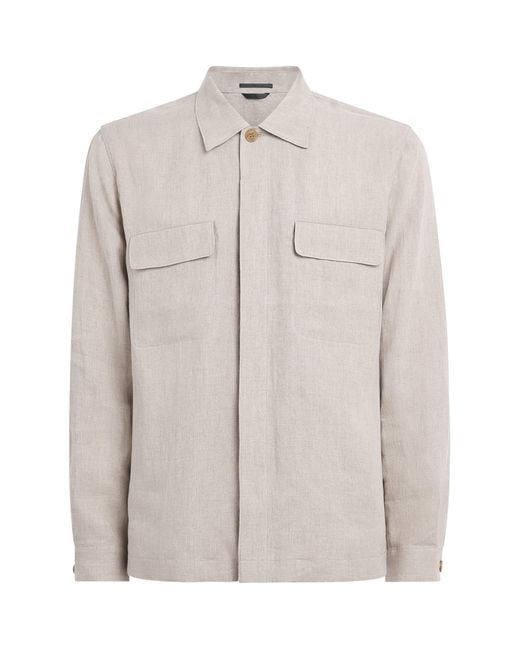 Sunspel Gray Linen Overshirt for men