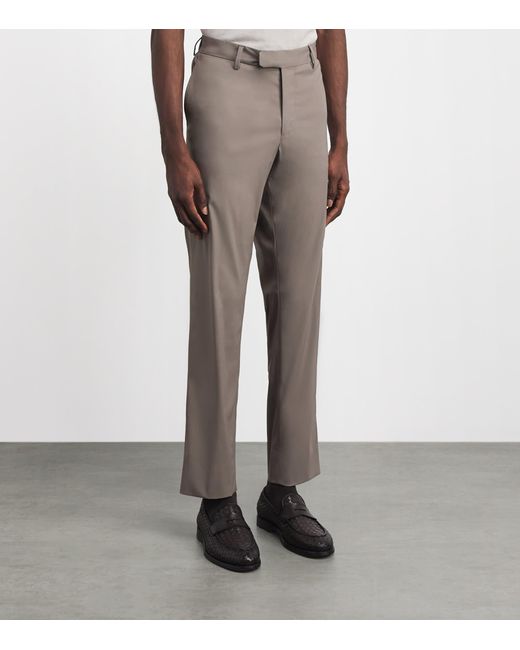 Corneliani Gray Techwool Straight Trousers for men