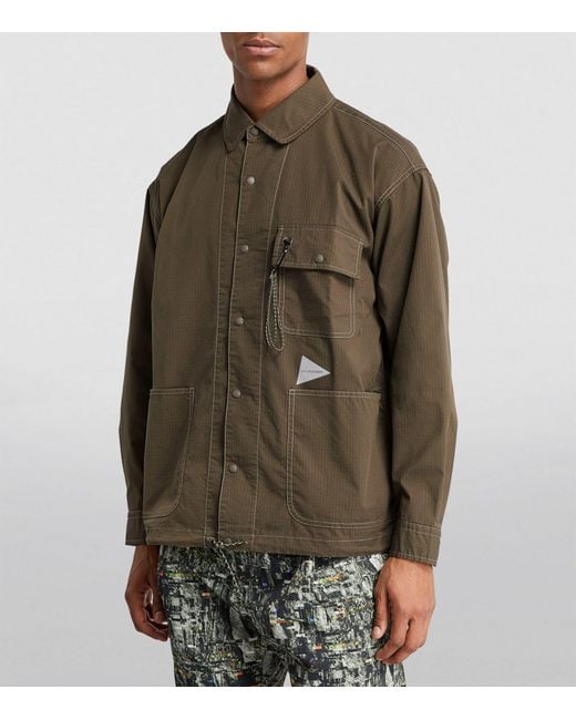 And Wander Green Ripstop Overshirt for men