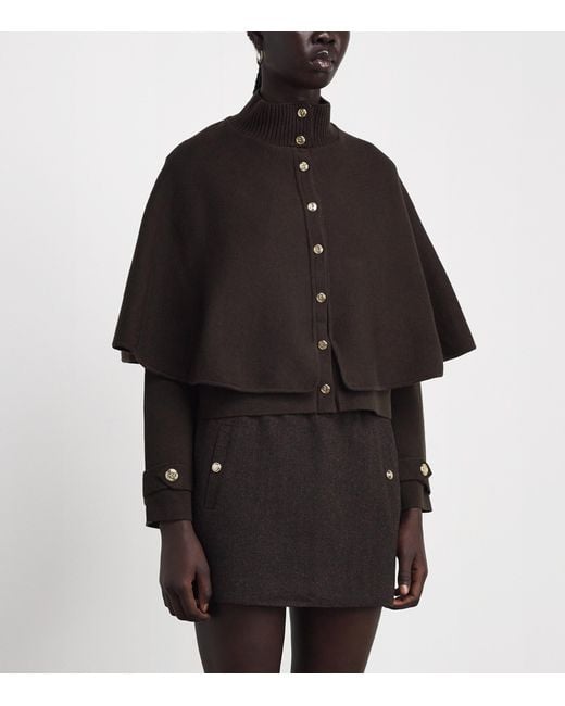 Maje Black Cape-Effect Cardigan