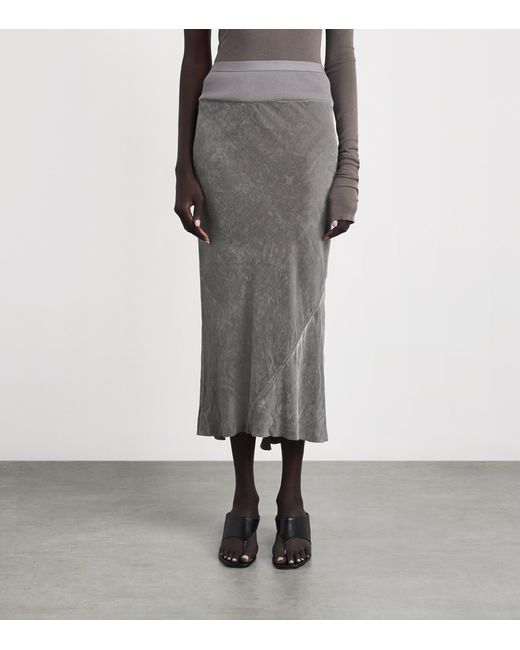 Rick Owens Gray Velvet Midi Slip Skirt