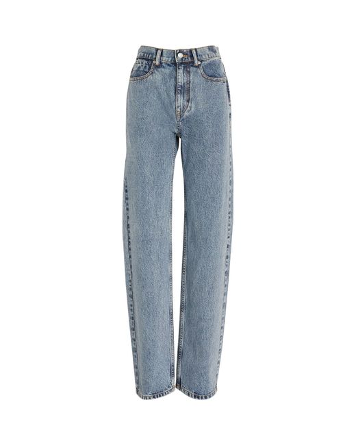 Alexander Wang Blue Crystal-embellished Mid-rise Straight Jeans