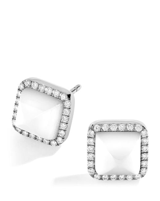Marli New York Metallic Diamond And Agate Cleo Pyramid Earrings