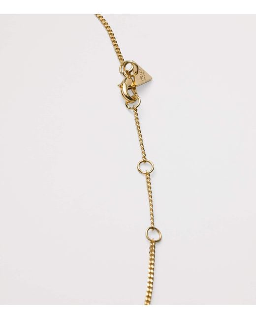 Prada Metallic Triangle Logo Pendant Necklace