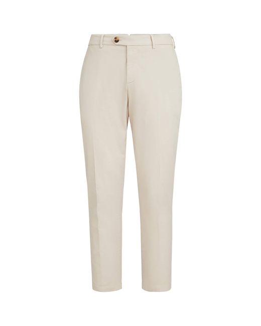 Brunello Cucinelli Natural Pima Cotton Comfort Gabardine Trousers for men
