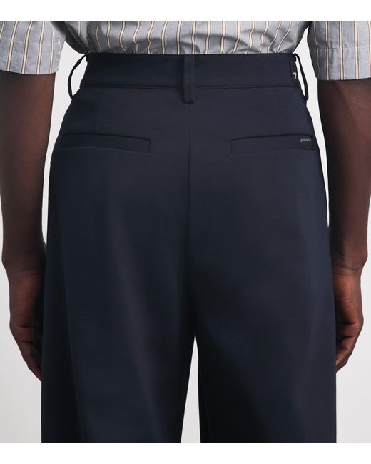 7 For All Mankind Blue Pleated Straight Trousers for men