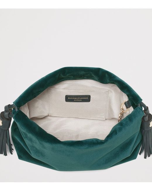 Aspinal Green Velvet Freida Top-Handle Bag
