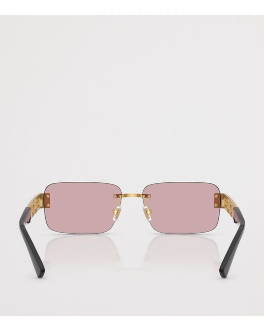 Versace Pink Metal Rectangular Sunglasses for men