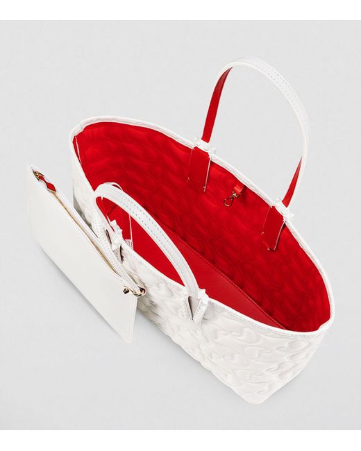 Christian Louboutin White Cabata Embossed Leather Tote Bag