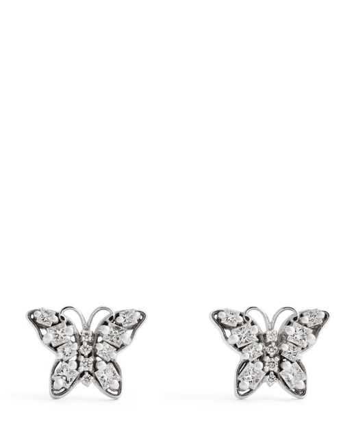 Suzanne Kalan White And Diamond Princess Mini Butterfly Stud Earrings