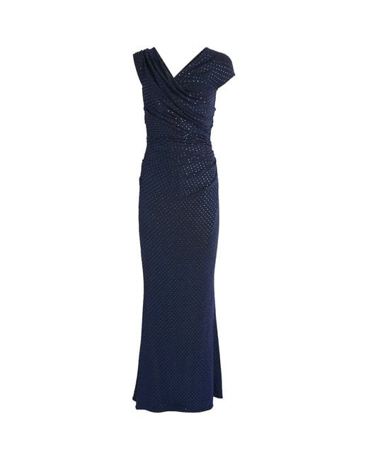 Talbot Runhof Blue Sequin Sleeveless Gown