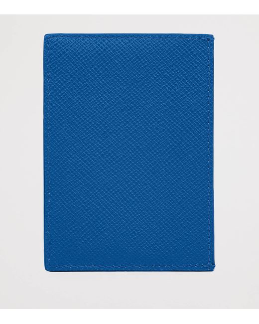 Smythson Blue Panama Leather Compact Card Holder for men