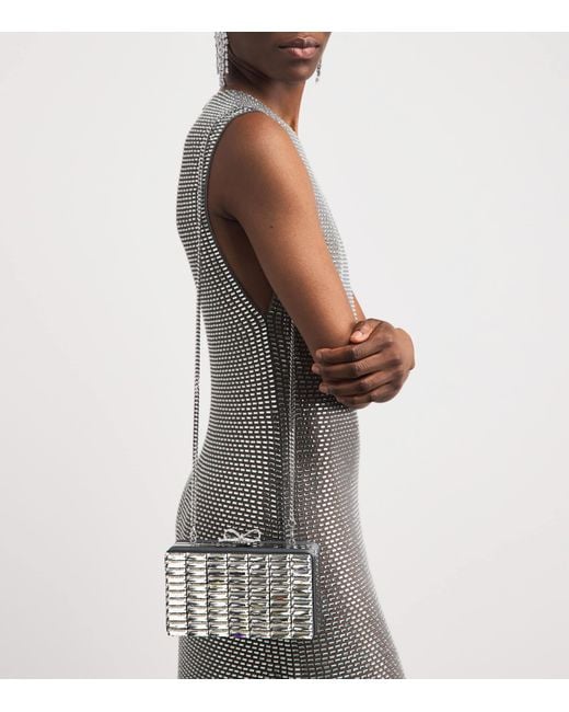 Self-Portrait Metallic Crystal Rectangular Clutch Bag