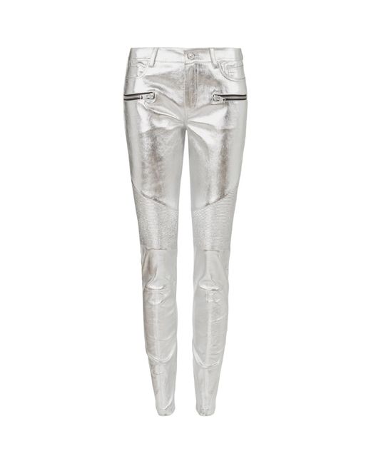 AllSaints Gray Metallic Suri Biker Jeans