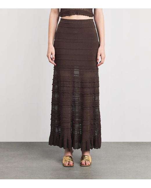 Sandro Brown Panelled Maxi Skirt