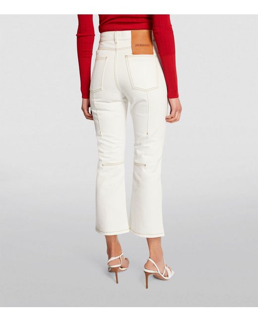 Jacquemus White Cropped High-rise Flared Jeans