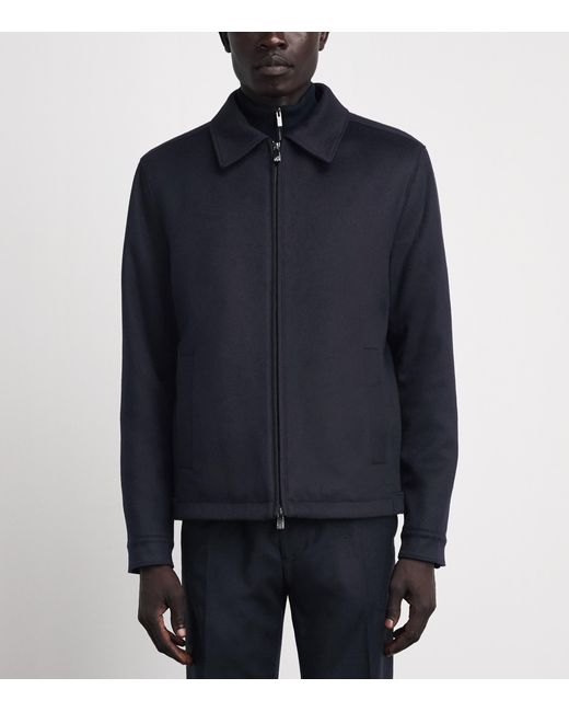Corneliani Blue Cashmere Collar Jacket for men