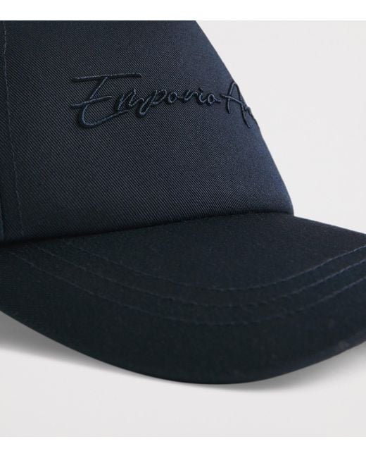 Emporio Armani Blue Script Logo Baseball Cap for men
