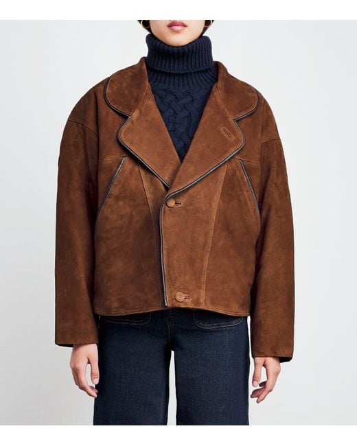 Sandro Brown Suede Oversized Jacket