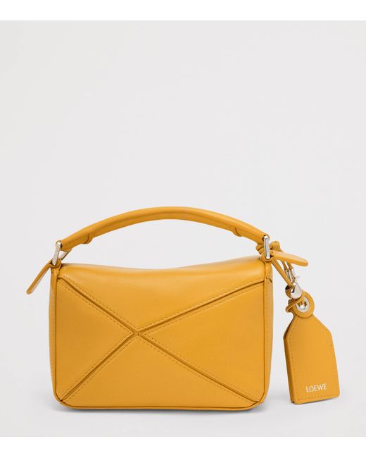 Loewe Yellow X Paula's Ibiza Mini Lambskin Puzzle Top-Handle Bag