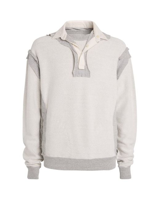 Maison Margiela White Cotton Four Stitch Reversed Polo Sweatshirt for men
