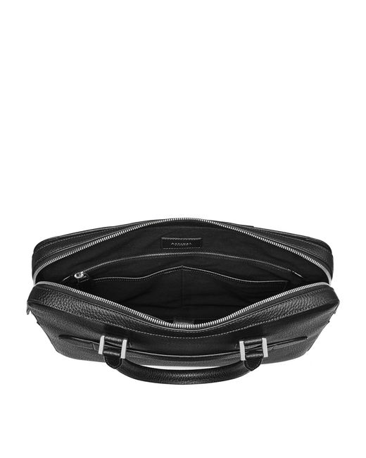 Aspinal Black Leather Shield Briefcase for men