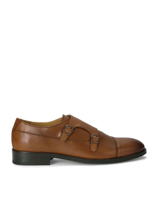 Kurt Geiger Brown Leather Hunter Monk Buckle Shoes for men