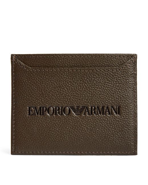 Emporio Armani Brown Leather Logo Card Holder for men
