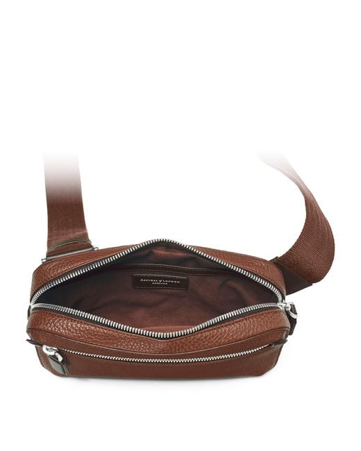 Aspinal Brown Leather Reporter Compact Belt Bag for men
