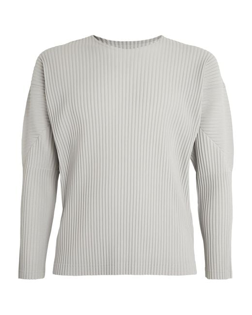 Homme Plissé Issey Miyake Gray Pleated Long-Sleeve T-Shirt for men