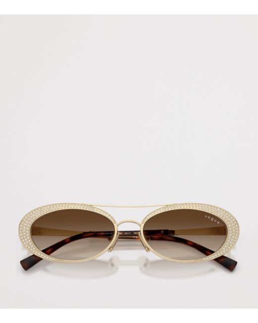 Vogue Natural Rhinestone Oval Sunglasses