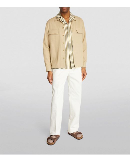 Corneliani Natural Short-sleeve Striped Shirt for men