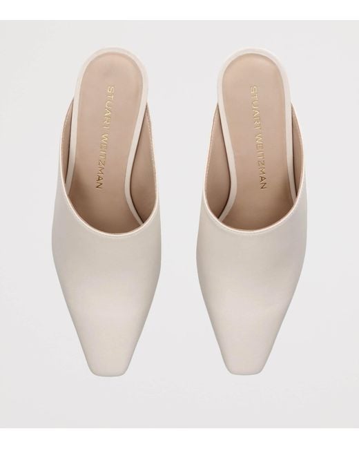 Stuart Weitzman White Leather Stassi Mules 50