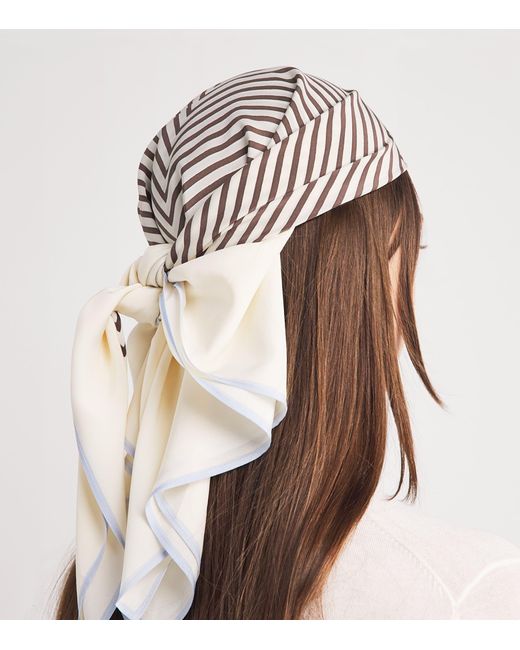 Totême White Silk Monogram Scarf