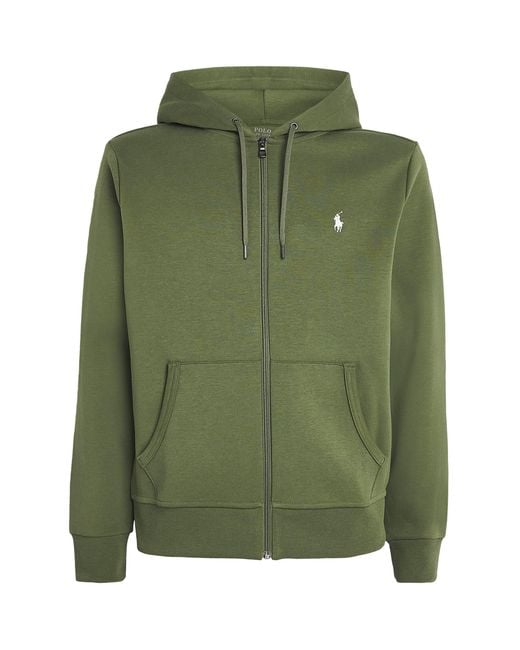 Polo Ralph Lauren Green Cotton-Blend Logo Zip-Up Hoodie for men