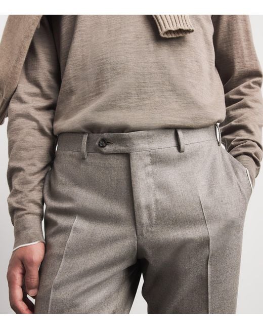 Canali Gray Wool Straight Trousers for men