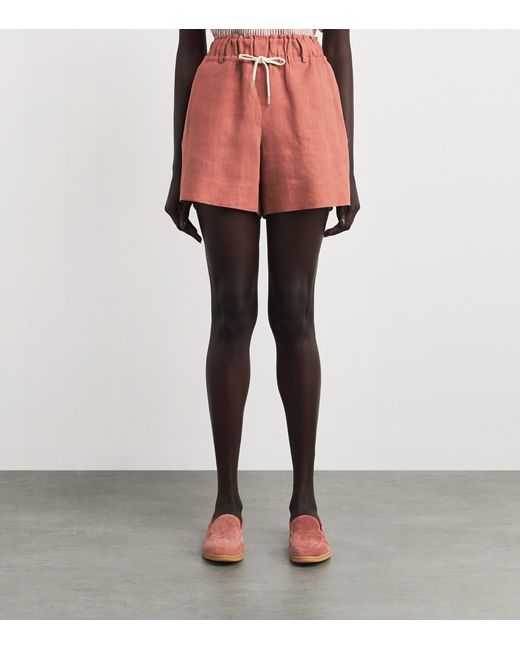 Eleventy Red Linen Drawstring Shorts