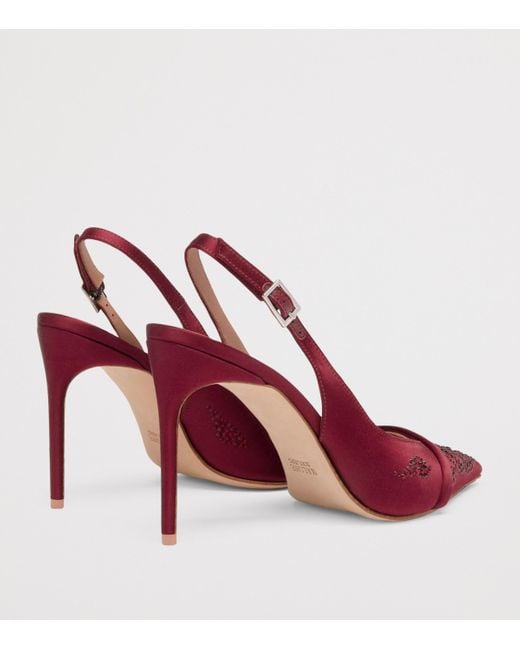 Malone Souliers Red Satin Jazz Slingback Heels 90