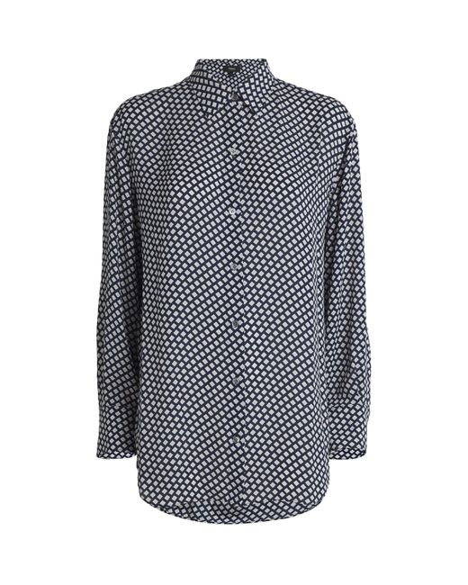 Theory Blue Square Print Shirt